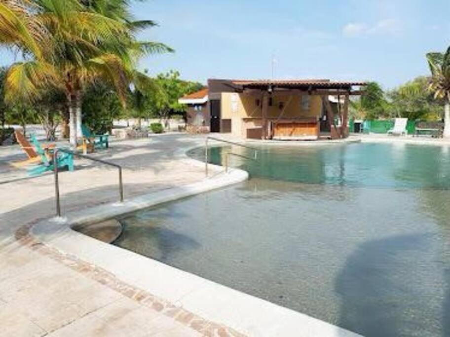 Beachfront Apartment With Swimming Pool. One Bedroom Celestun Exteriör bild